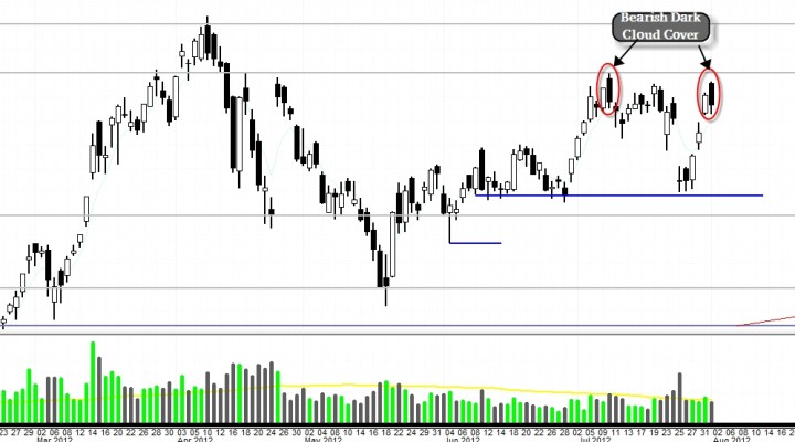 $AAPL (Apple Inc) – Bearish Dark Cloud Cover at Resistance (Update 8/1)